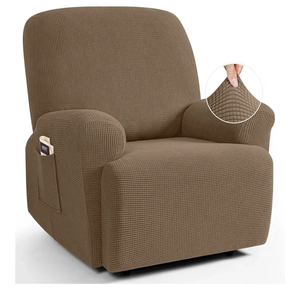 Oversized Recliner Slipcover Furniture Protector Jacquard Pattern-Brown